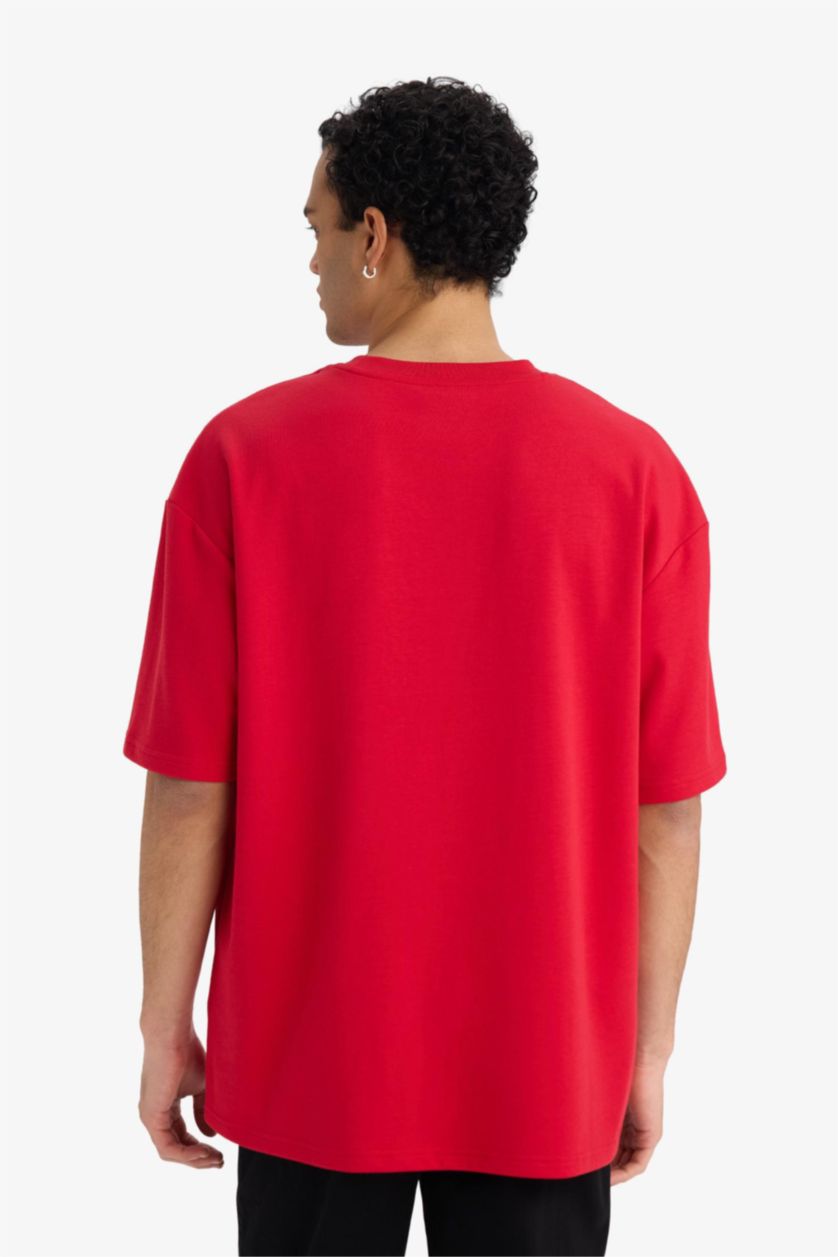 Erkek Kırmızı Pamuklu Oversize Tişört