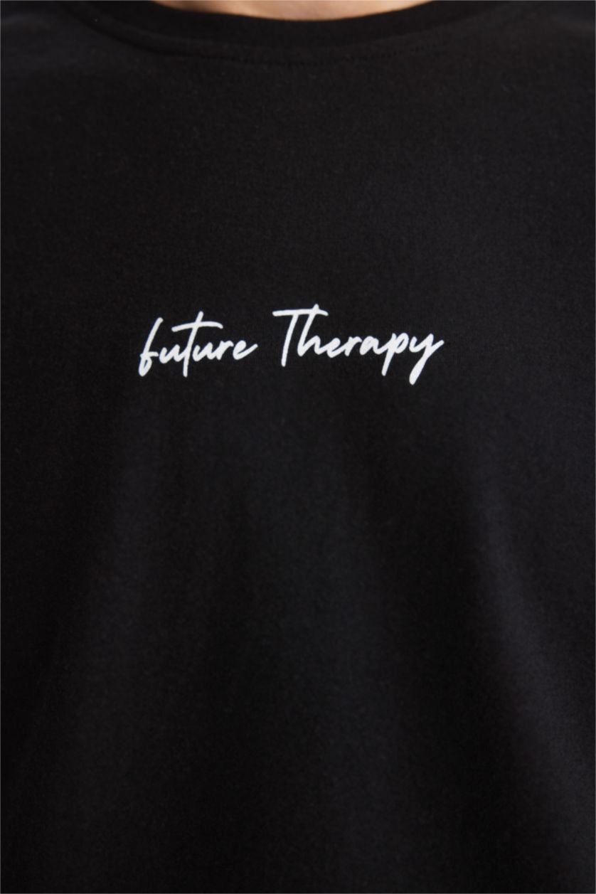 MAN Black Slim Fit Crew Neck Printed Short Sleeve T-Shirt