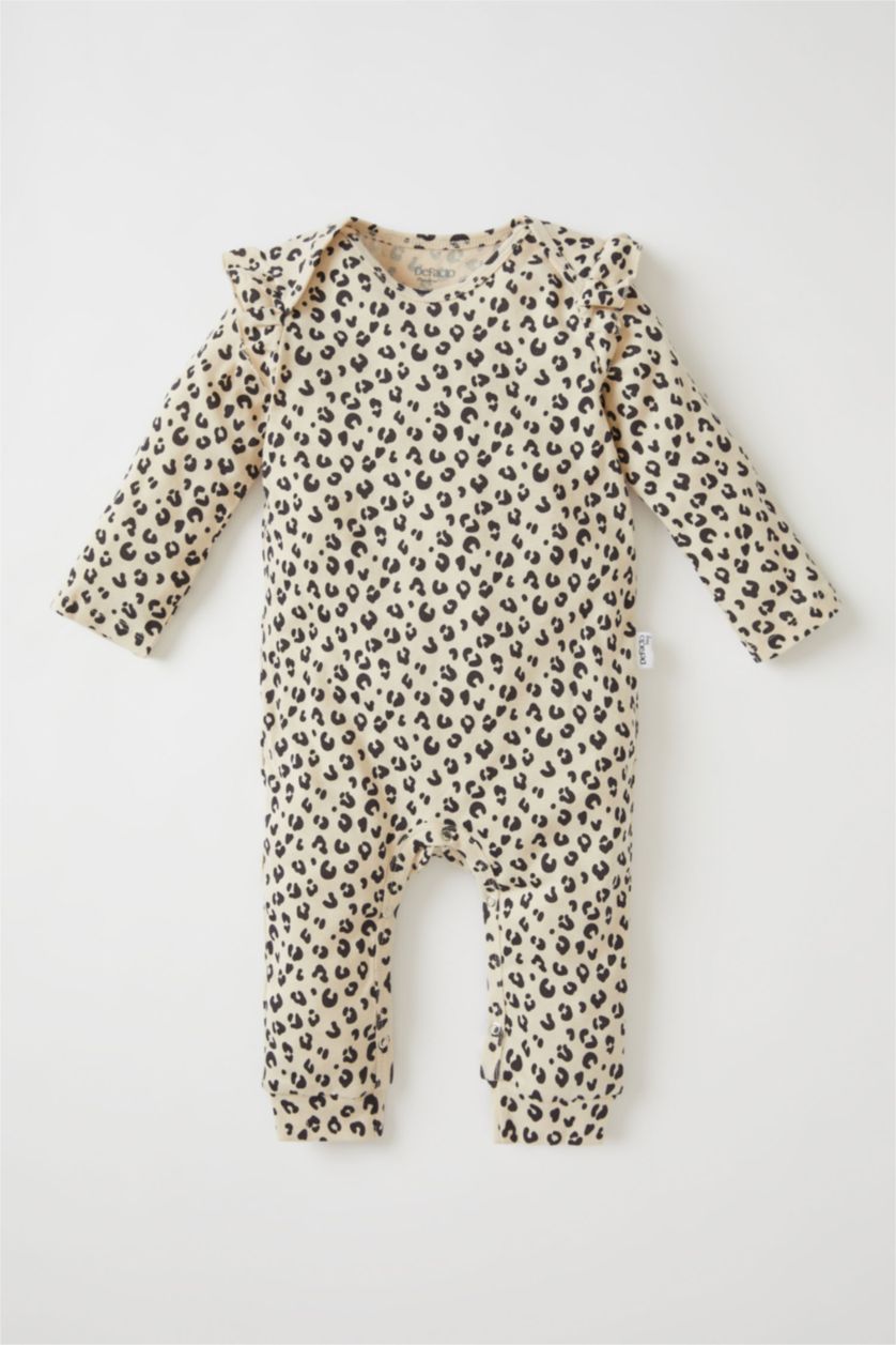 Kız Bebek Taş Kız Bebek Tavşan Baskılı Yenidoğan Kısa Kollu Pamuklu Çıtçıtlı Body