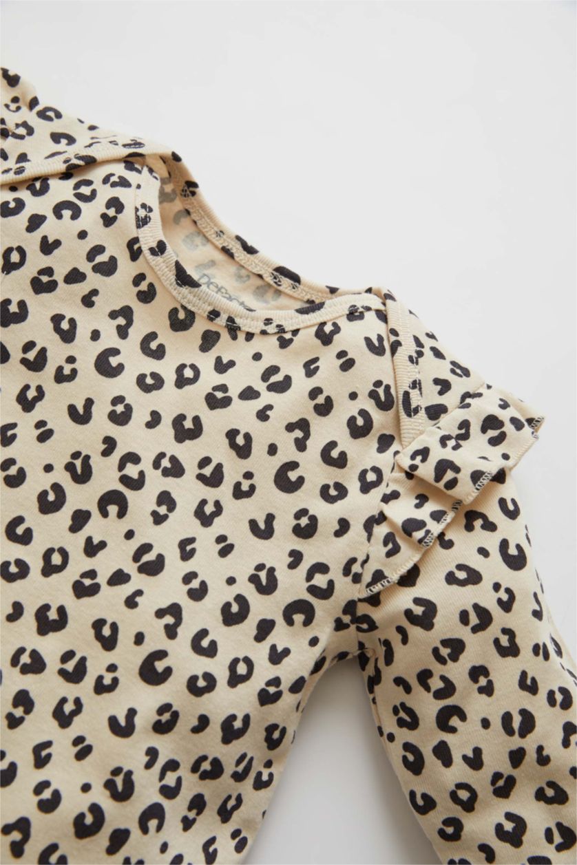 Kız Bebek Taş Kız Bebek Tavşan Baskılı Yenidoğan Kısa Kollu Pamuklu Çıtçıtlı Body