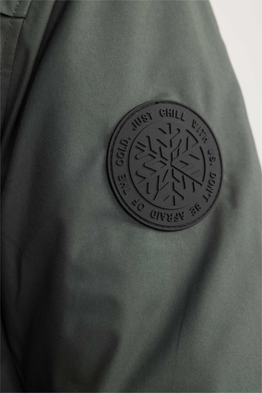 Мужчины Темный хаки Парка водоотталкивающая с капюшоном