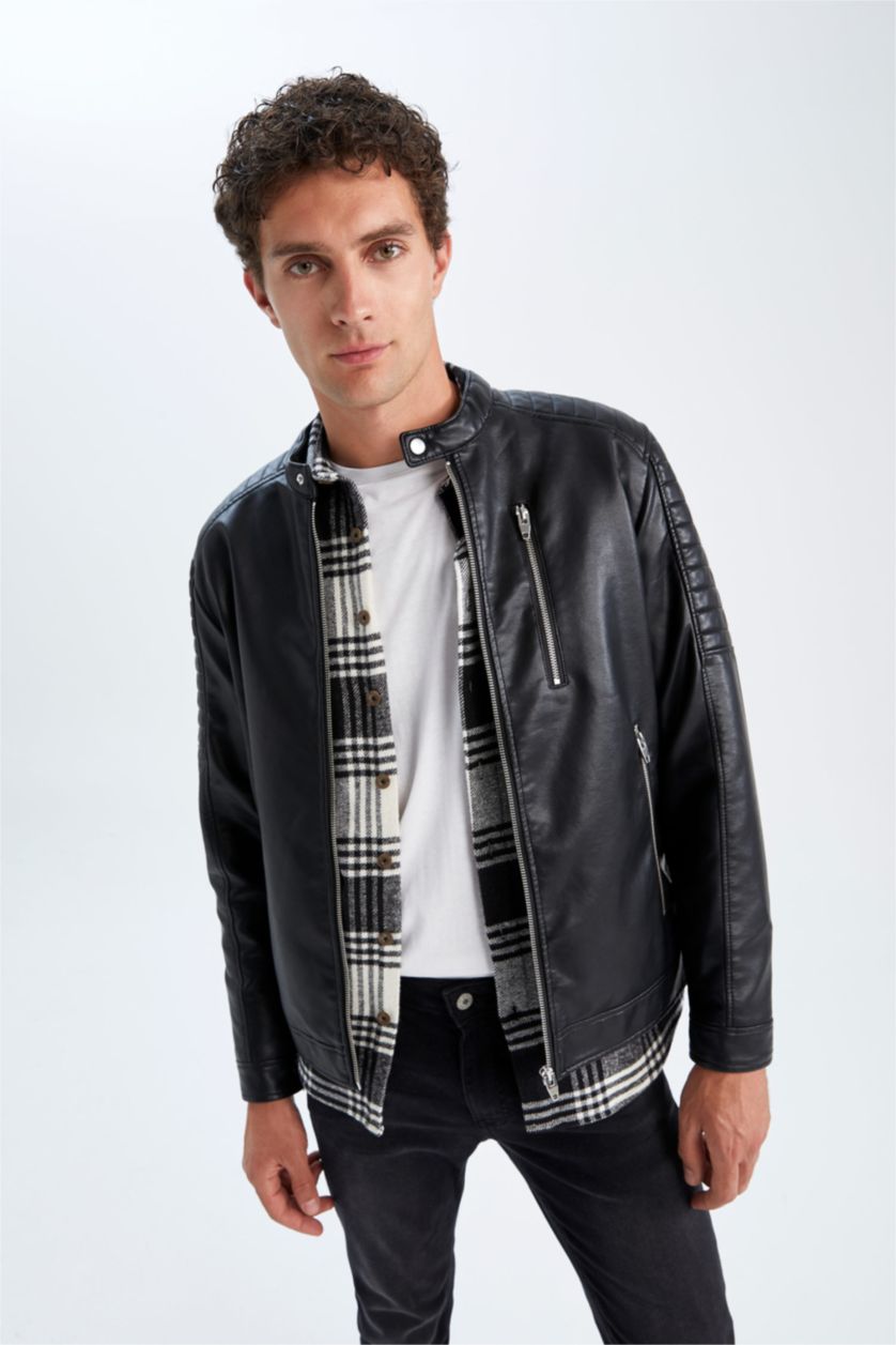 MAN Black Faux Leather Jacket