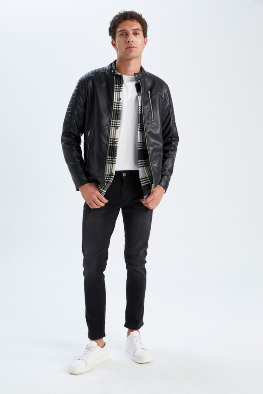 MAN Black Faux Leather Jacket