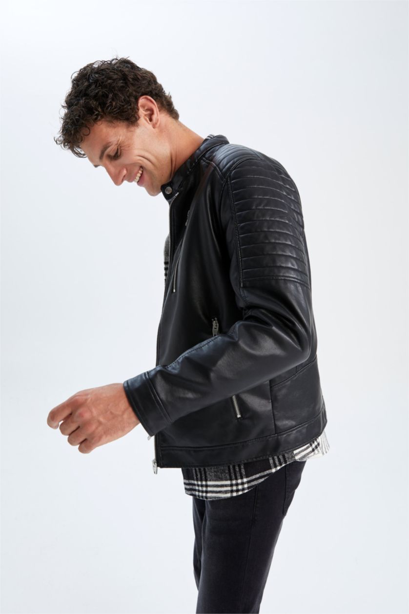 MAN Black Faux Leather Jacket