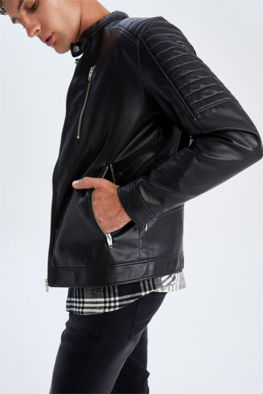 MAN Black Faux Leather Jacket