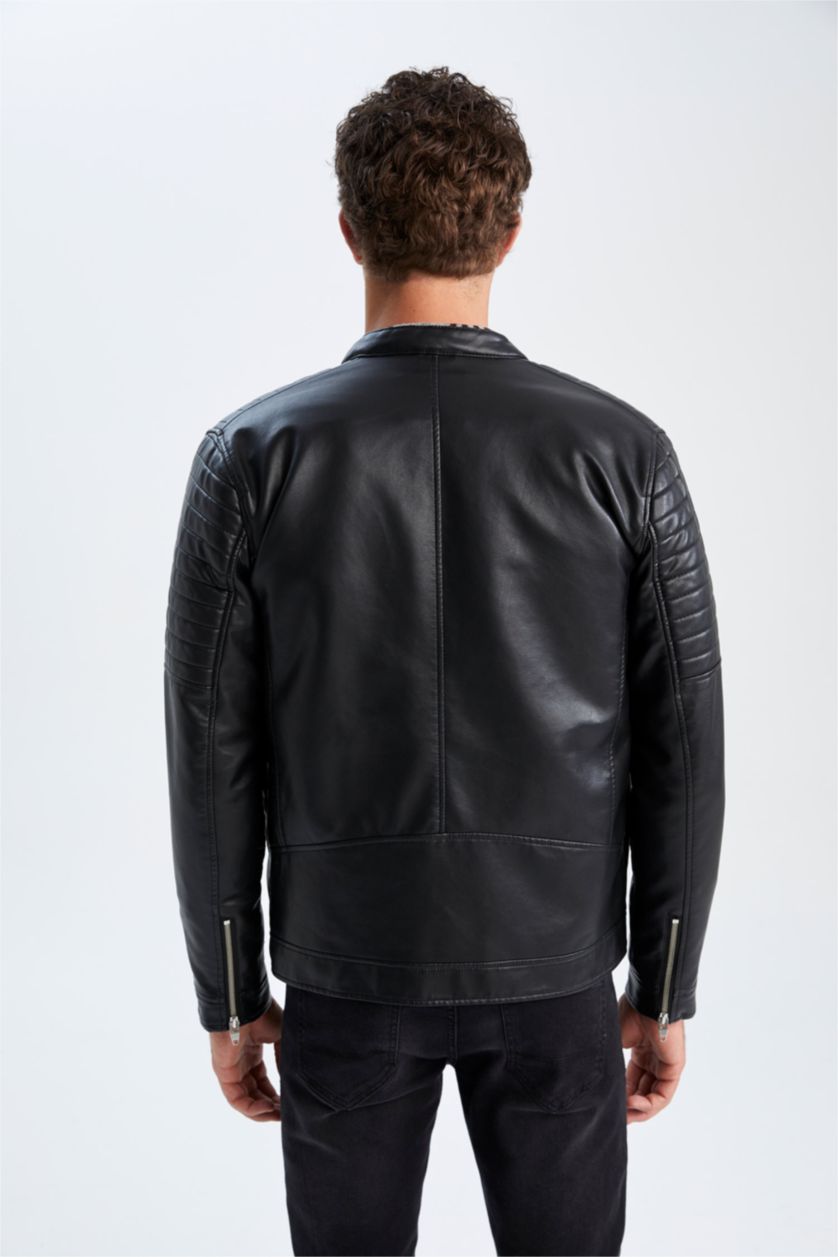 MAN Black Faux Leather Jacket