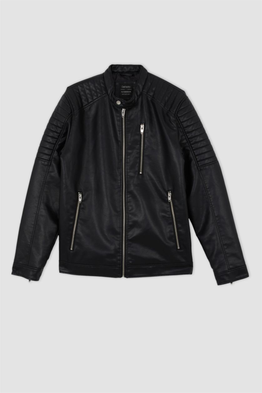 MAN Black Faux Leather Jacket