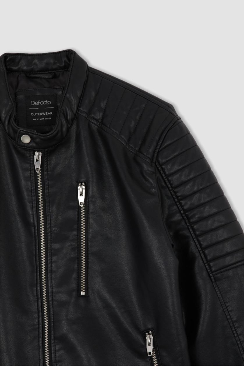 MAN Black Faux Leather Jacket