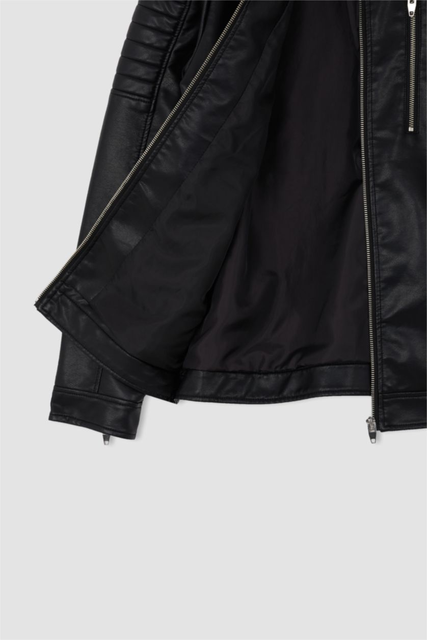 MAN Black Faux Leather Jacket