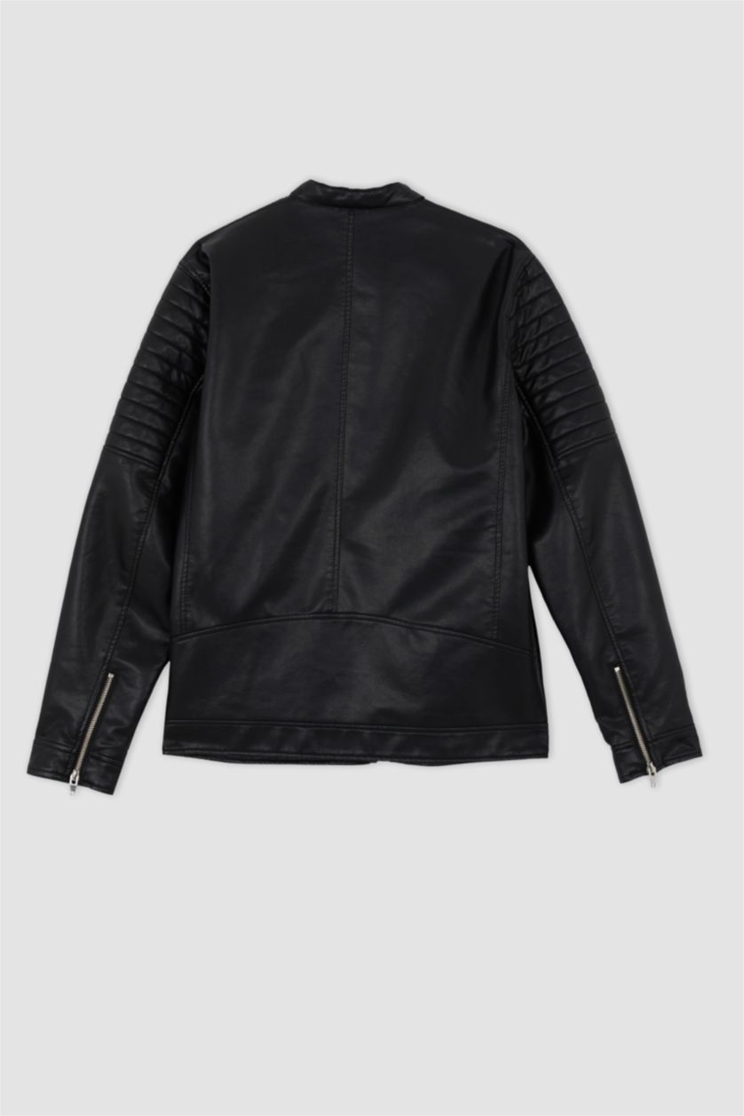 MAN Black Faux Leather Jacket