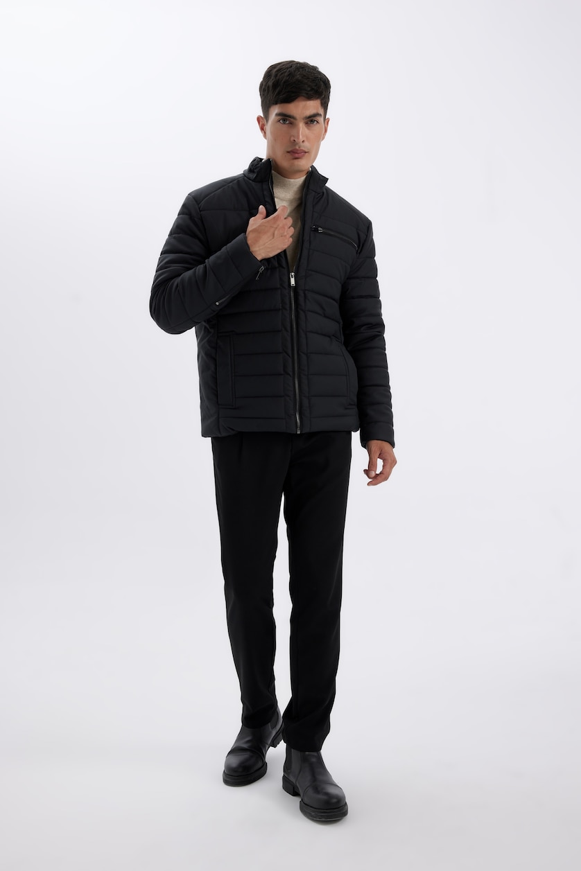 MAN Black Zipper Faux Leather Jacket
