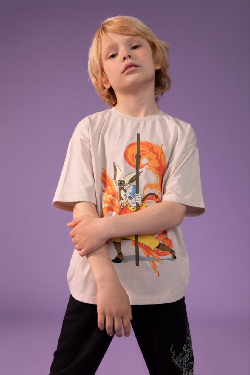 BOYS & TEENS Ecru Boy Avatar The Last Airbende Licensed Cotton Short Sleeve T-Shirt