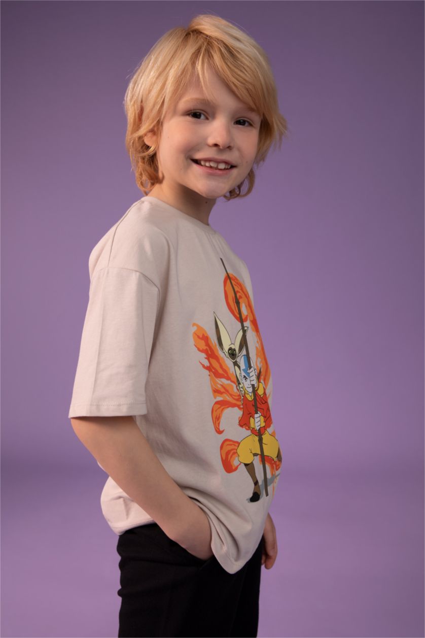 BOYS & TEENS Ecru Boy Avatar The Last Airbende Licensed Cotton Short Sleeve T-Shirt