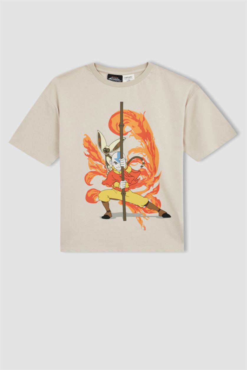 BOYS & TEENS Ecru Boy Avatar The Last Airbende Licensed Cotton Short Sleeve T-Shirt