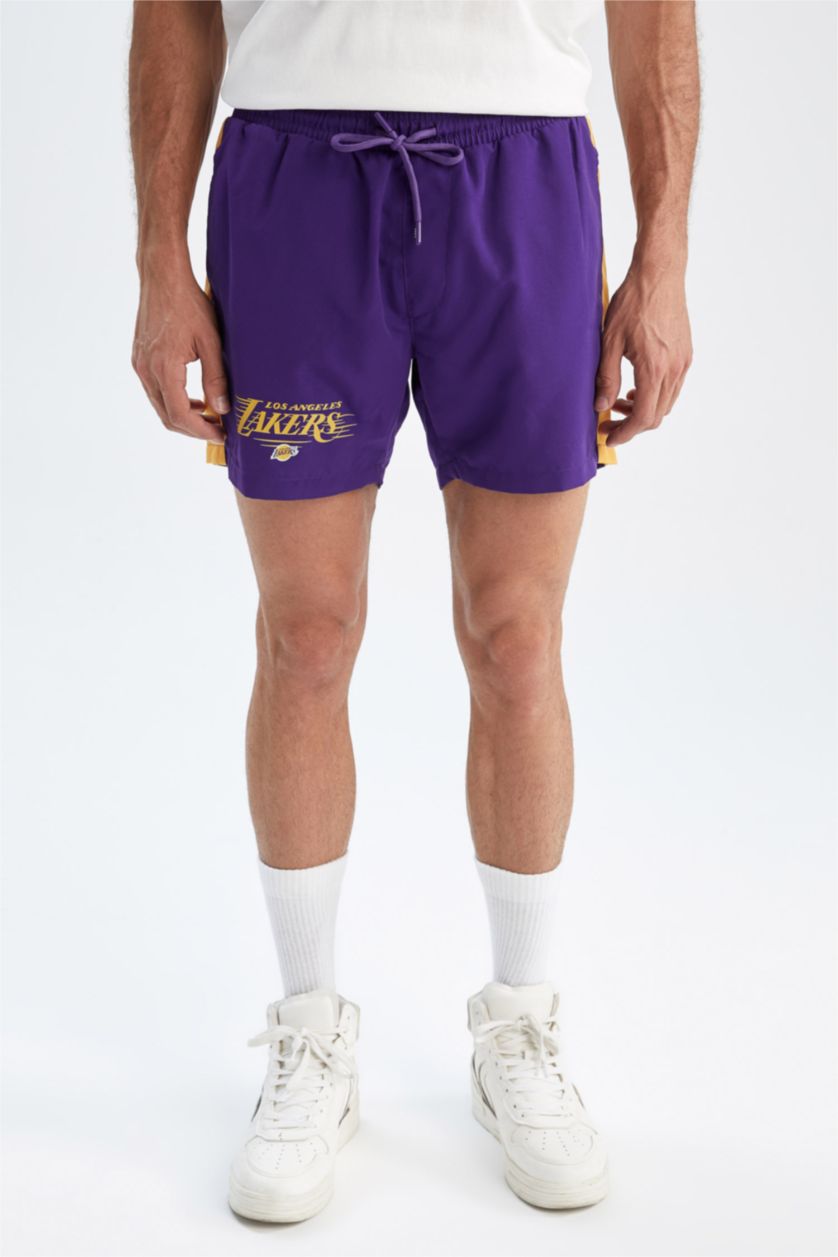 Erkek Koyu Mor Regular Fıt Microfiber Şort