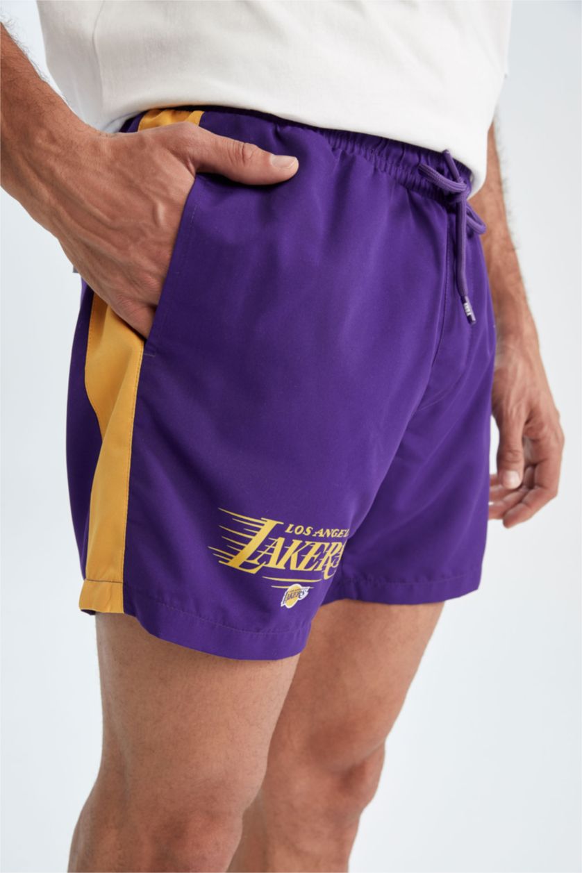 Erkek Koyu Mor Regular Fıt Microfiber Şort