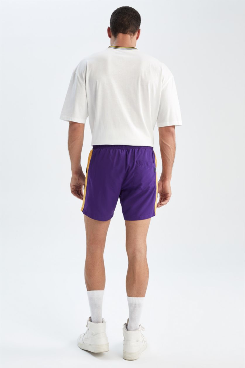 Erkek Koyu Mor Regular Fıt Microfiber Şort
