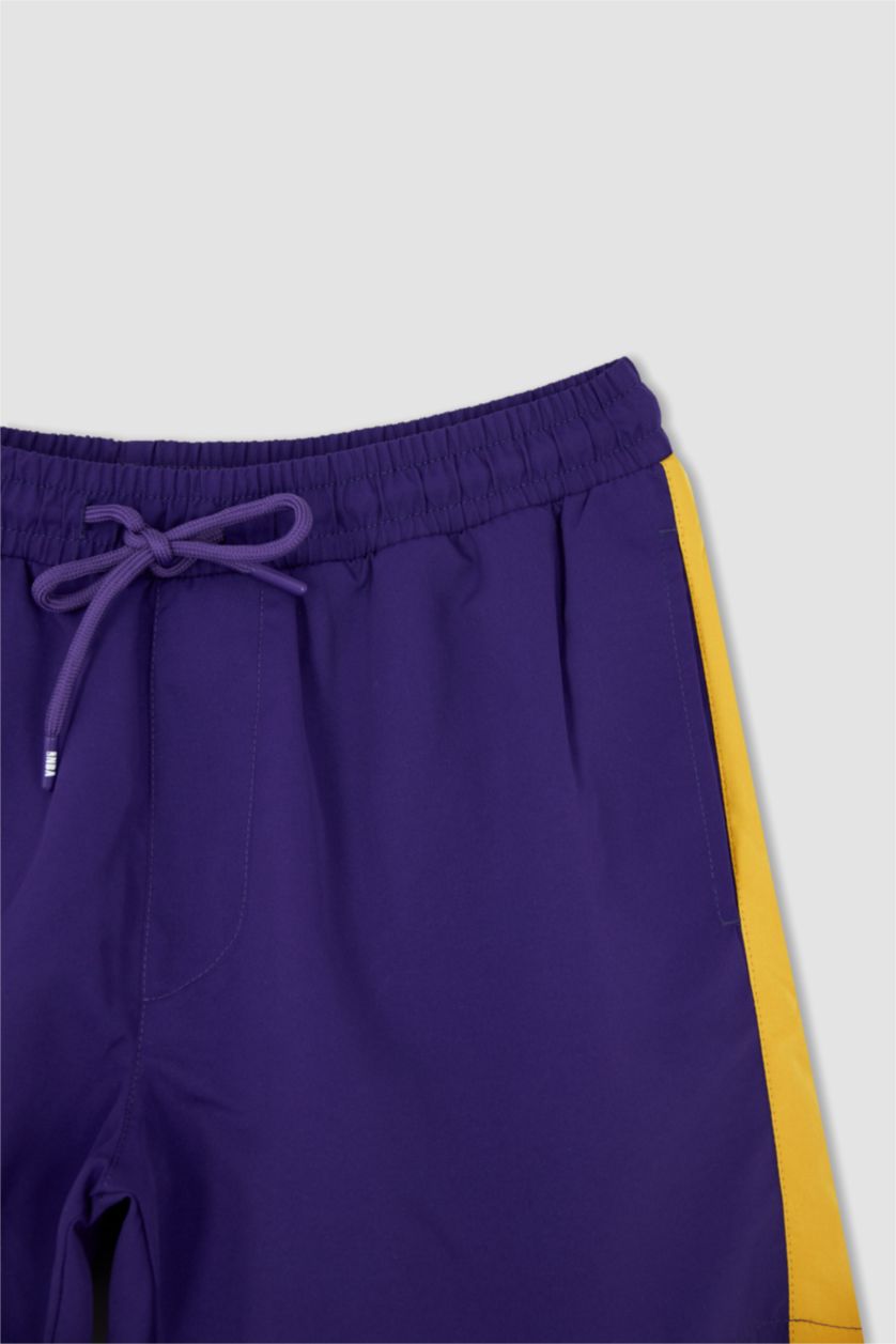 Erkek Koyu Mor Regular Fıt Microfiber Şort