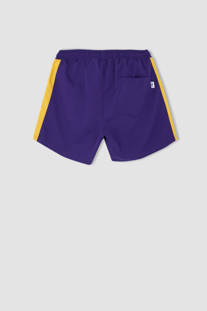 Erkek Koyu Mor Regular Fıt Microfiber Şort