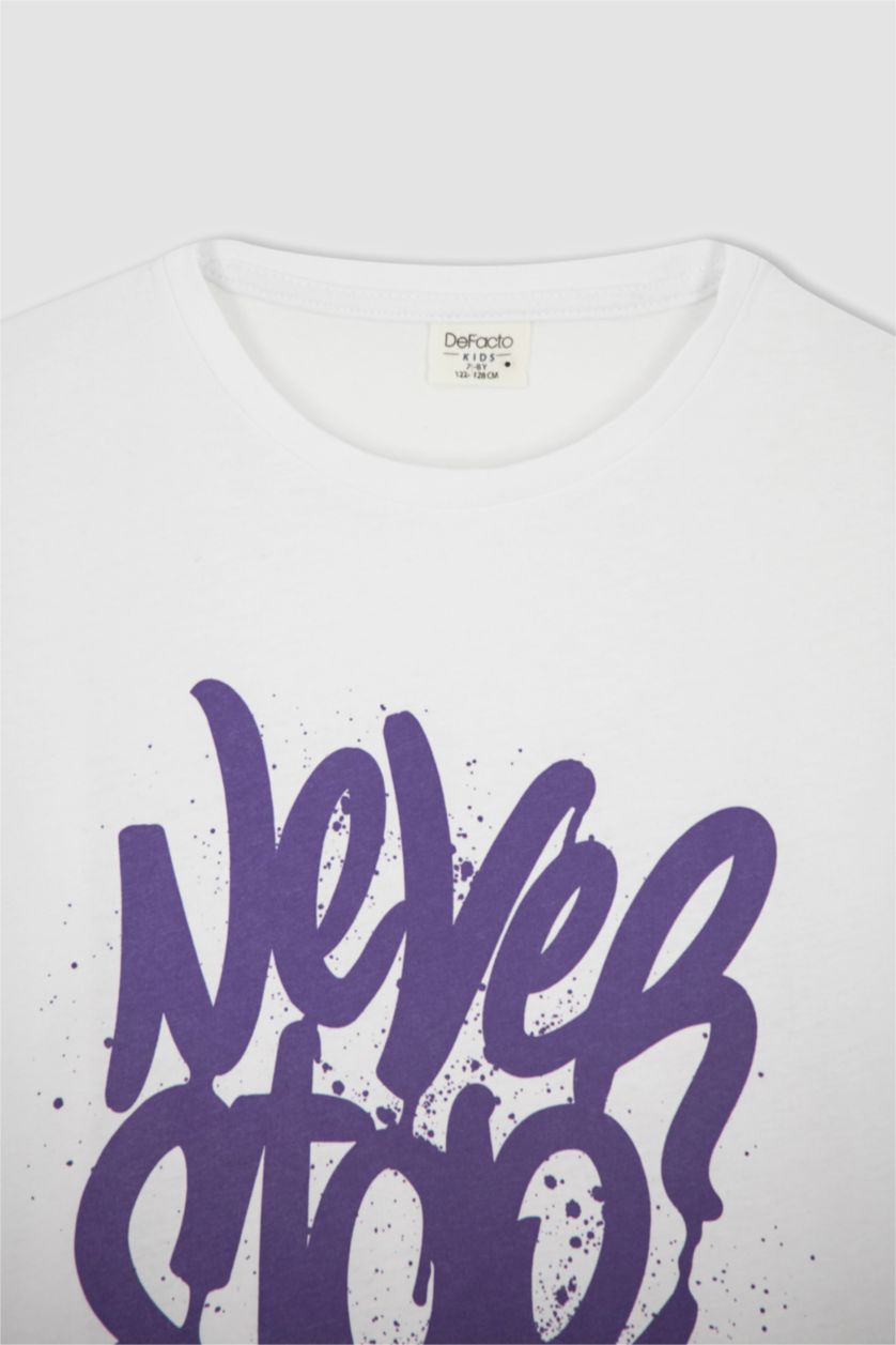 GARÇONS Blanc T-shirt garçon coupe oversize en coton imprimé à manches courtes