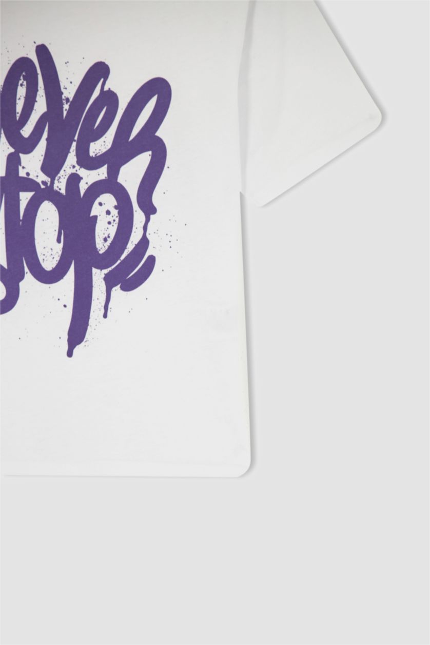 GARÇONS Blanc T-shirt garçon coupe oversize en coton imprimé à manches courtes