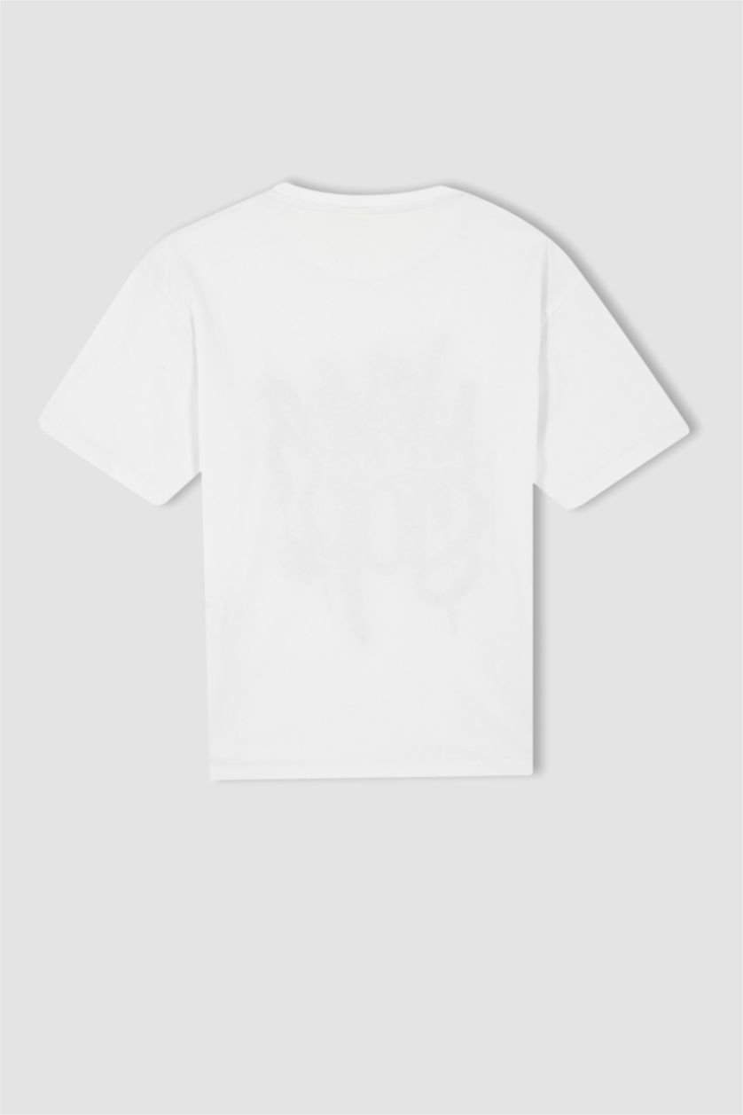 GARÇONS Blanc T-shirt garçon coupe oversize en coton imprimé à manches courtes