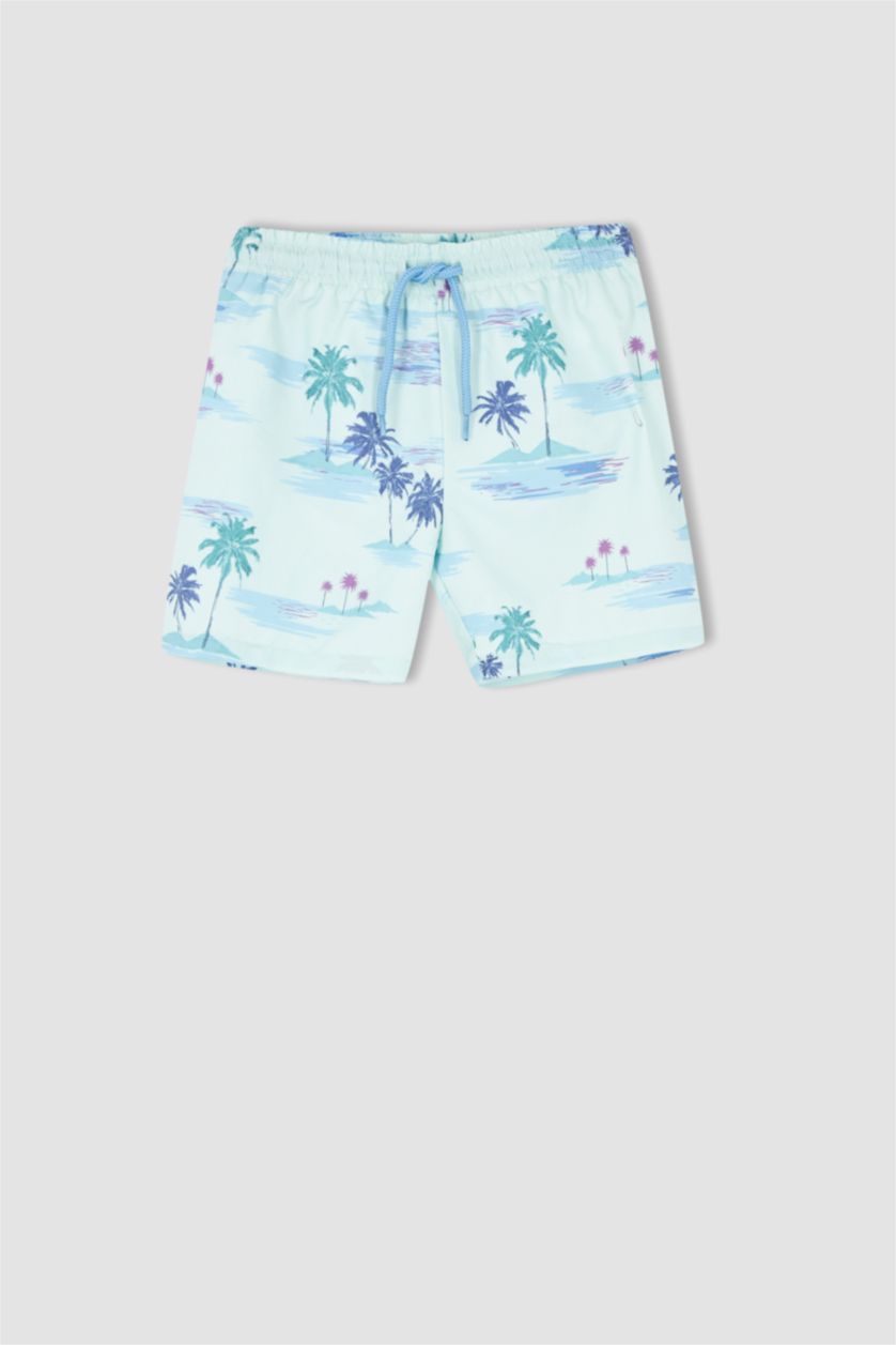 BOYS & TEENS Aqua Boy Palm Print Mini Swimming Short