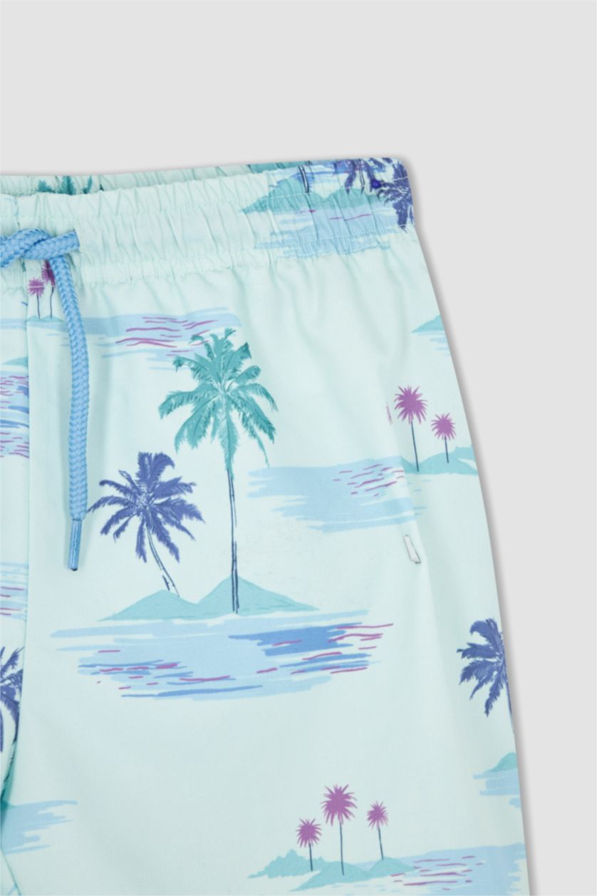 BOYS & TEENS Aqua Boy Palm Print Mini Swimming Short