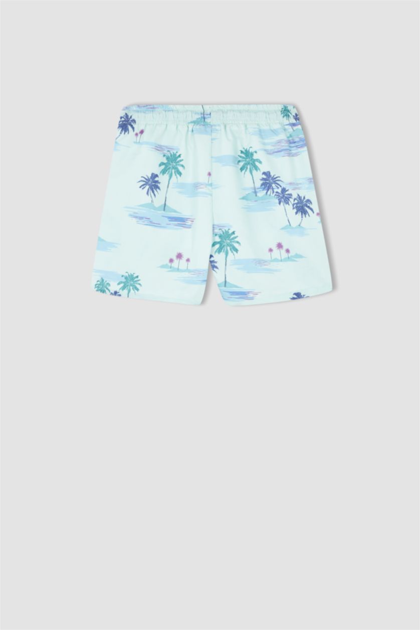 BOYS & TEENS Aqua Boy Palm Print Mini Swimming Short