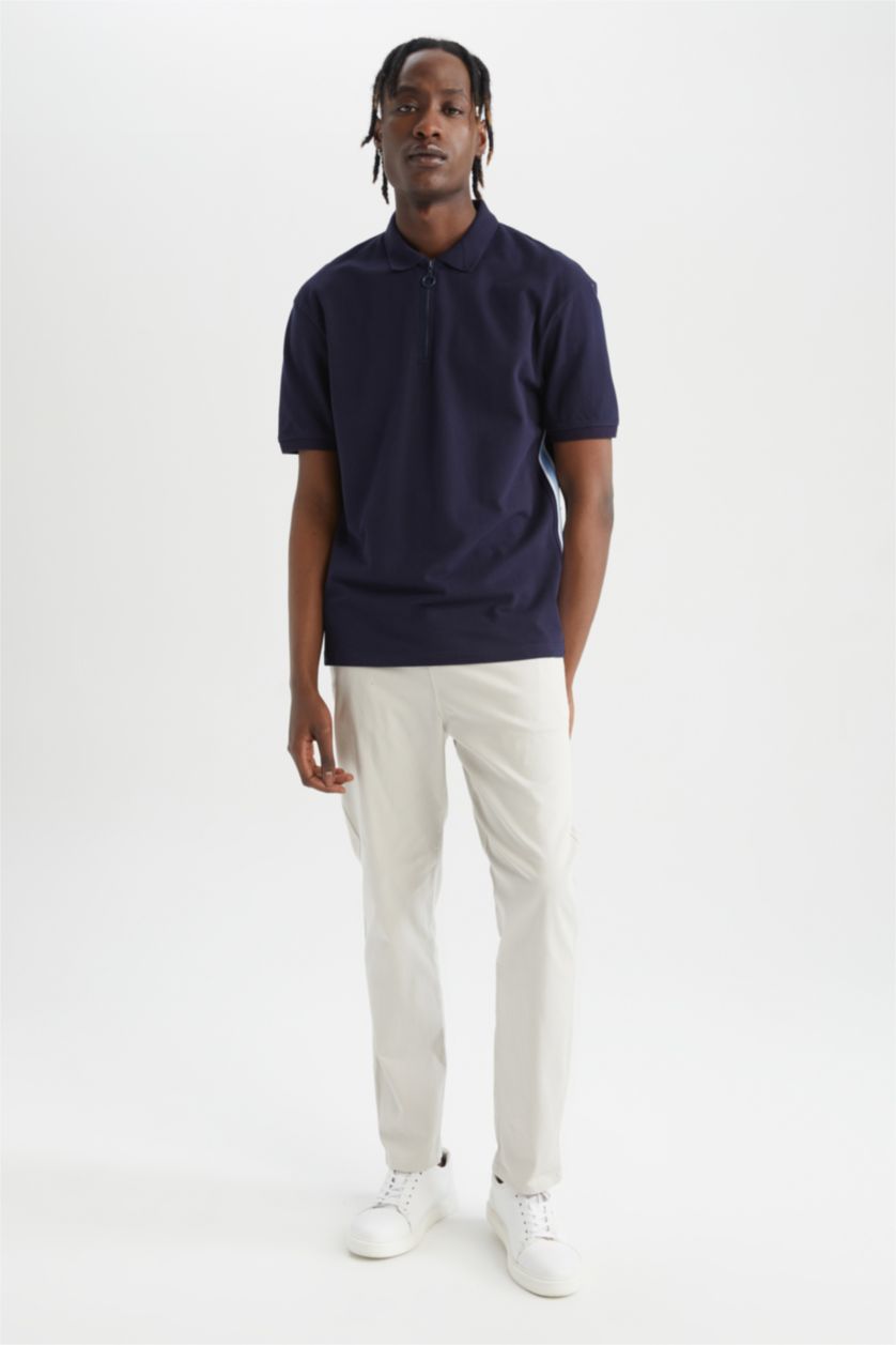 Мужчины Синий Футболка поло свободного кроя