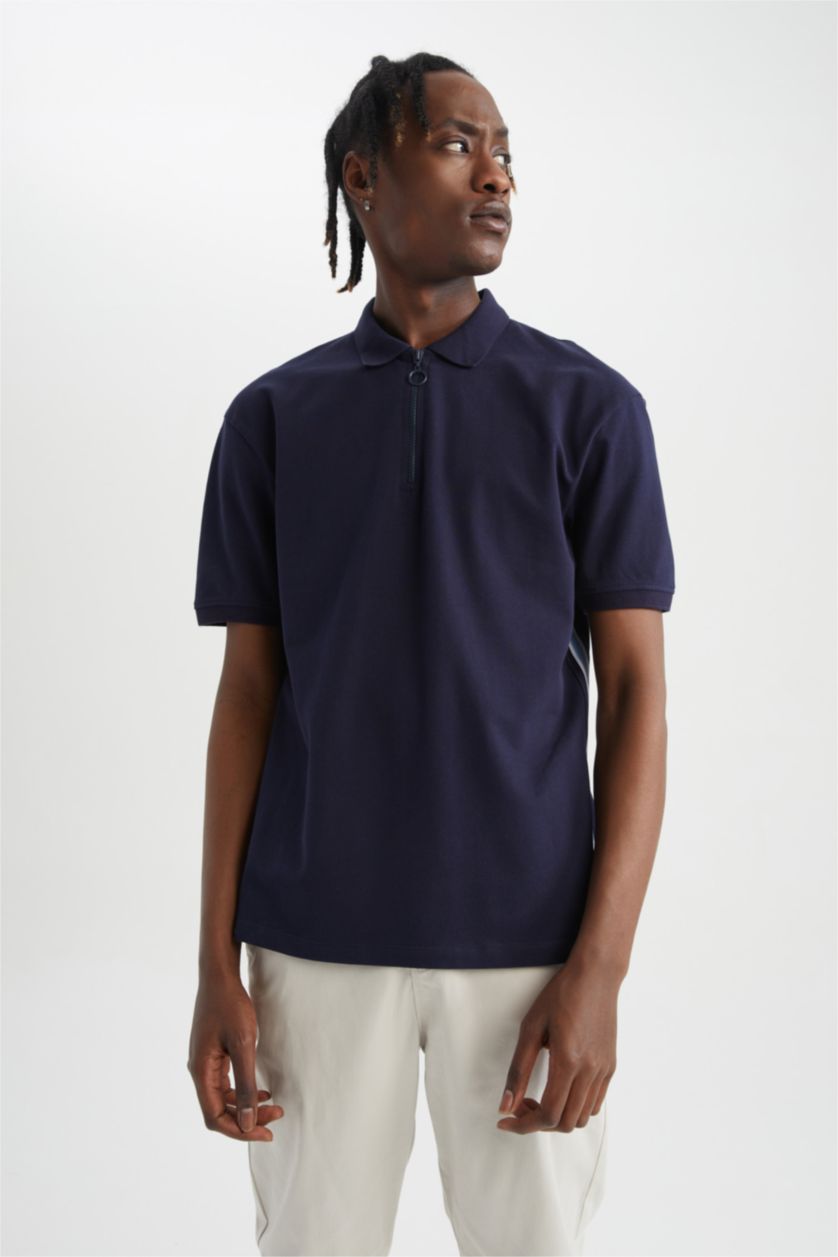 Мужчины Синий Футболка поло свободного кроя