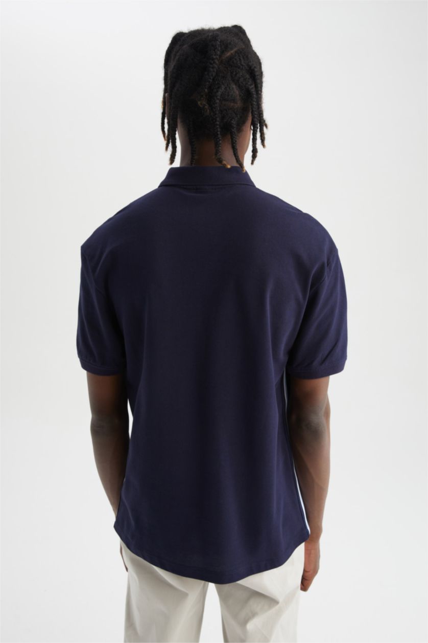 Мужчины Синий Футболка поло свободного кроя