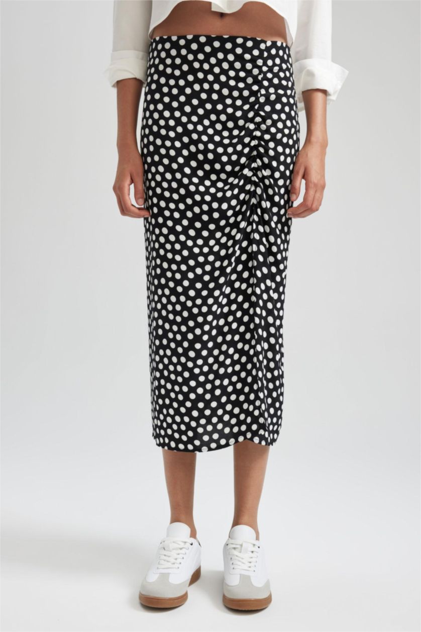 WOMAN Black A Cut Midi