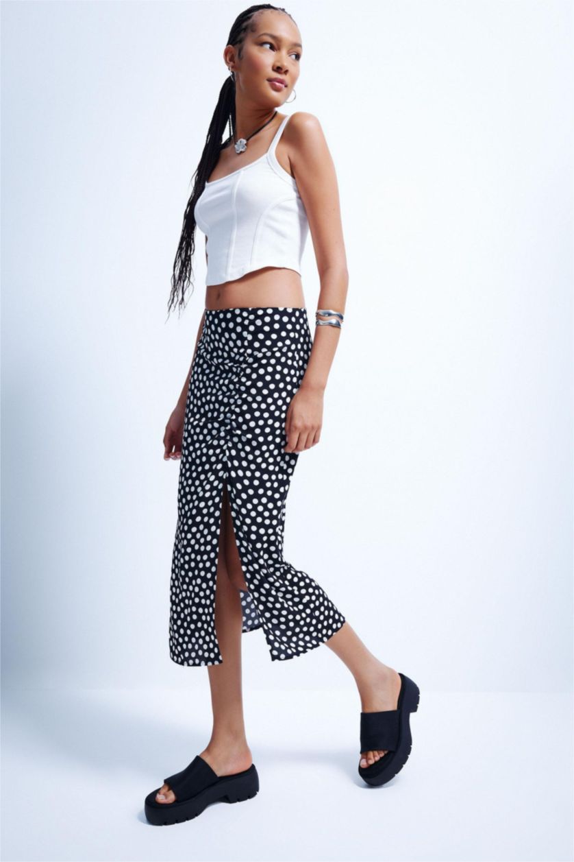 WOMAN Black A Cut Midi