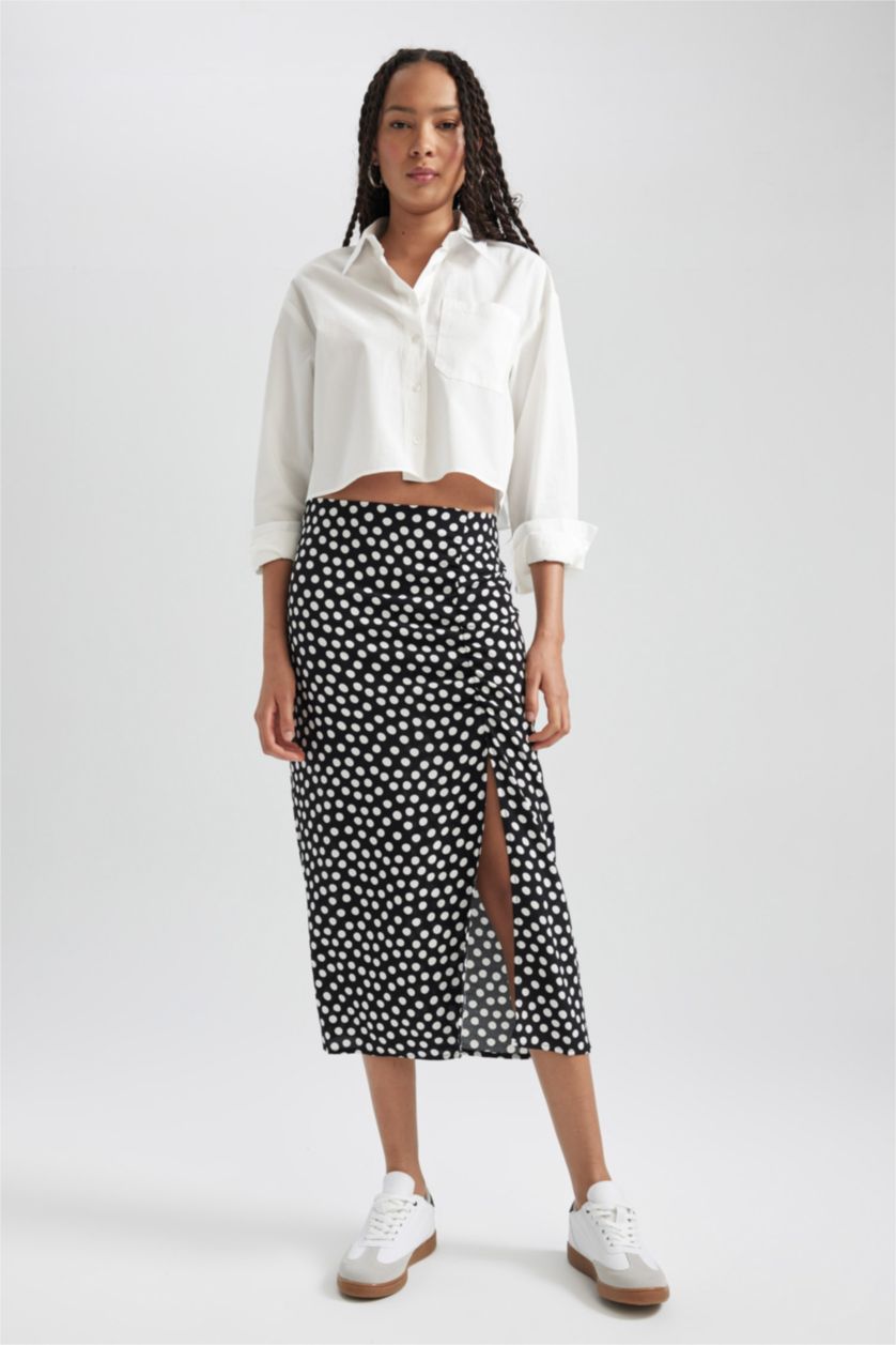 WOMAN Black A Cut Midi
