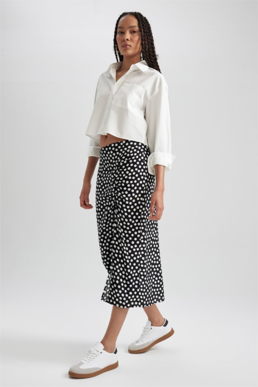 WOMAN Black A Cut Midi
