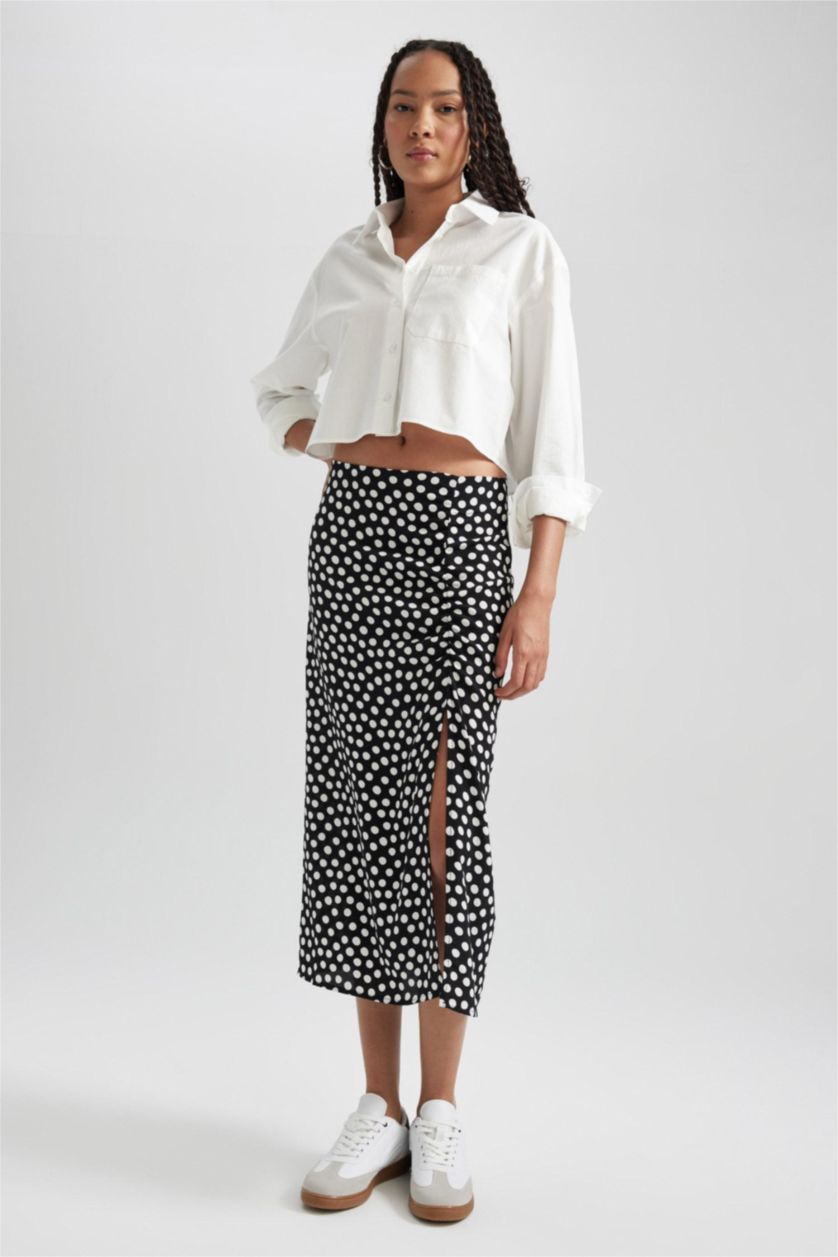 WOMAN Black A Cut Midi