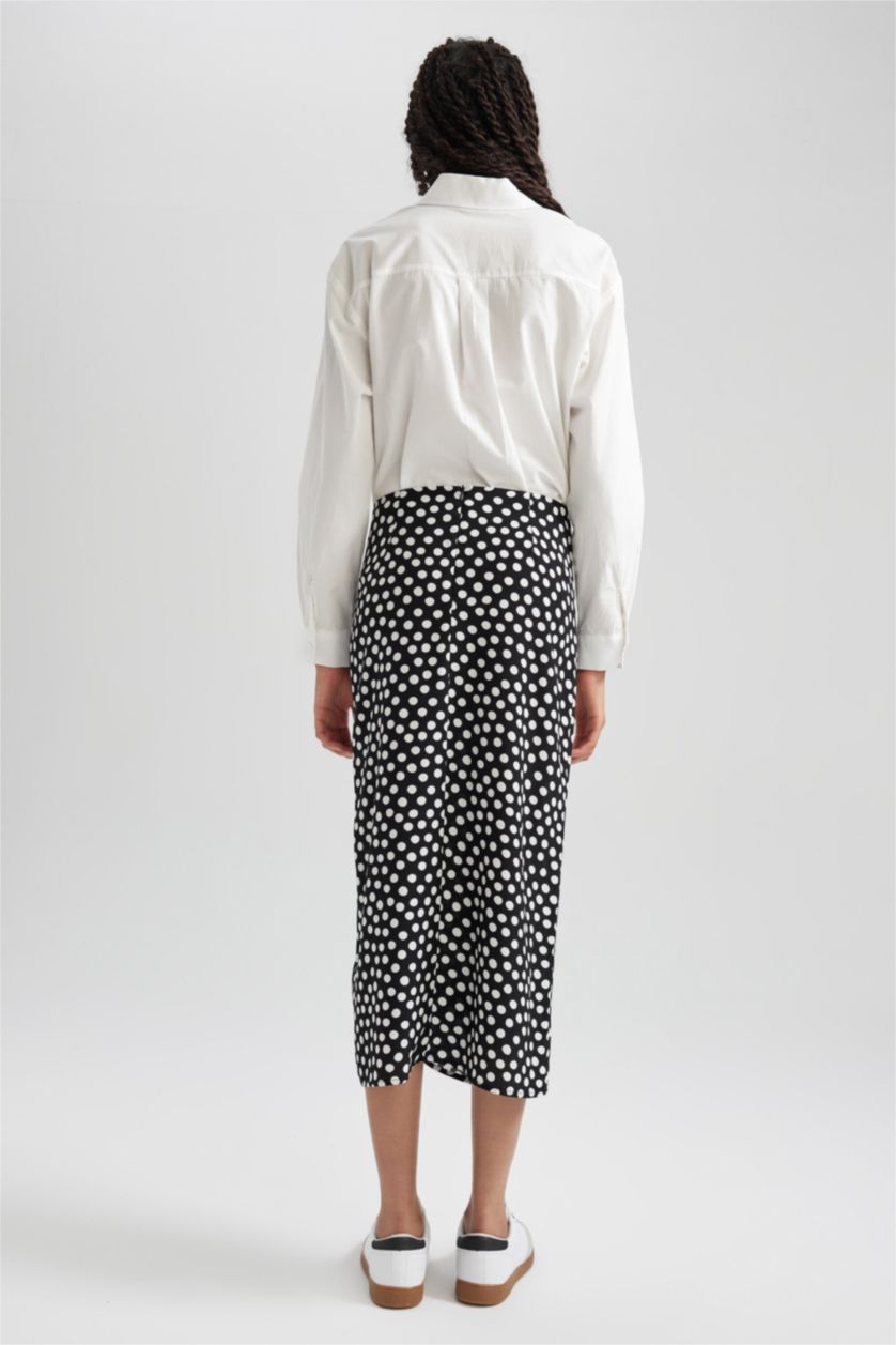 WOMAN Black A Cut Midi