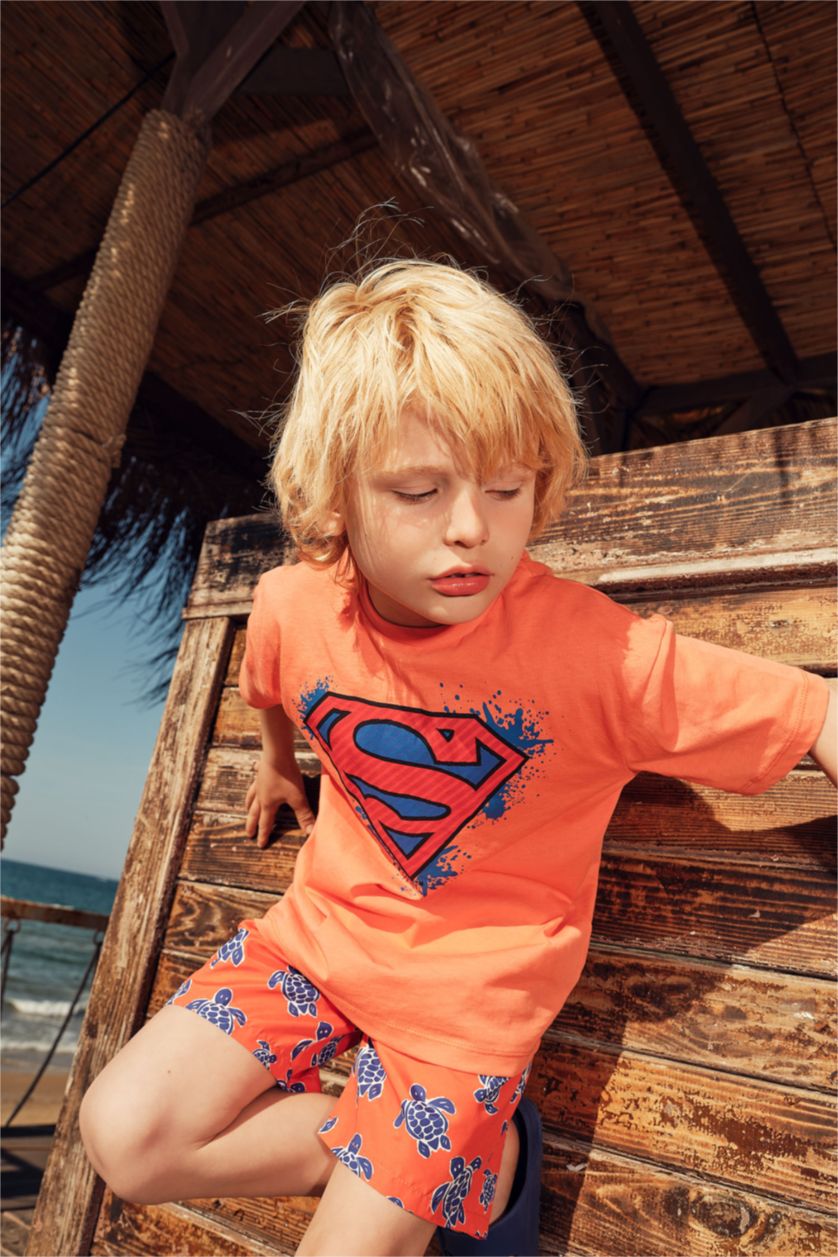 Boys & Teens Light Red Boy Regular Fit Swim Shorts