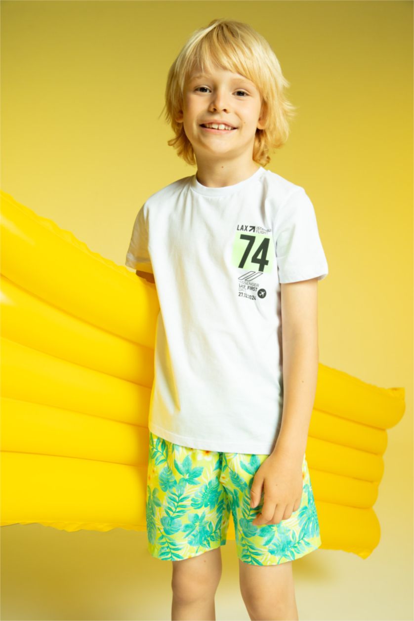 Boys & Teens Light Green Boy Regular Fit Swim Shorts