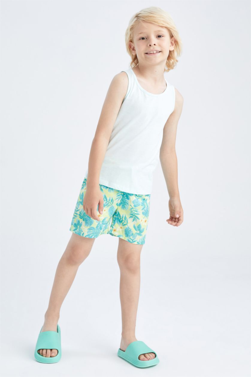Boys & Teens Light Green Boy Regular Fit Swim Shorts