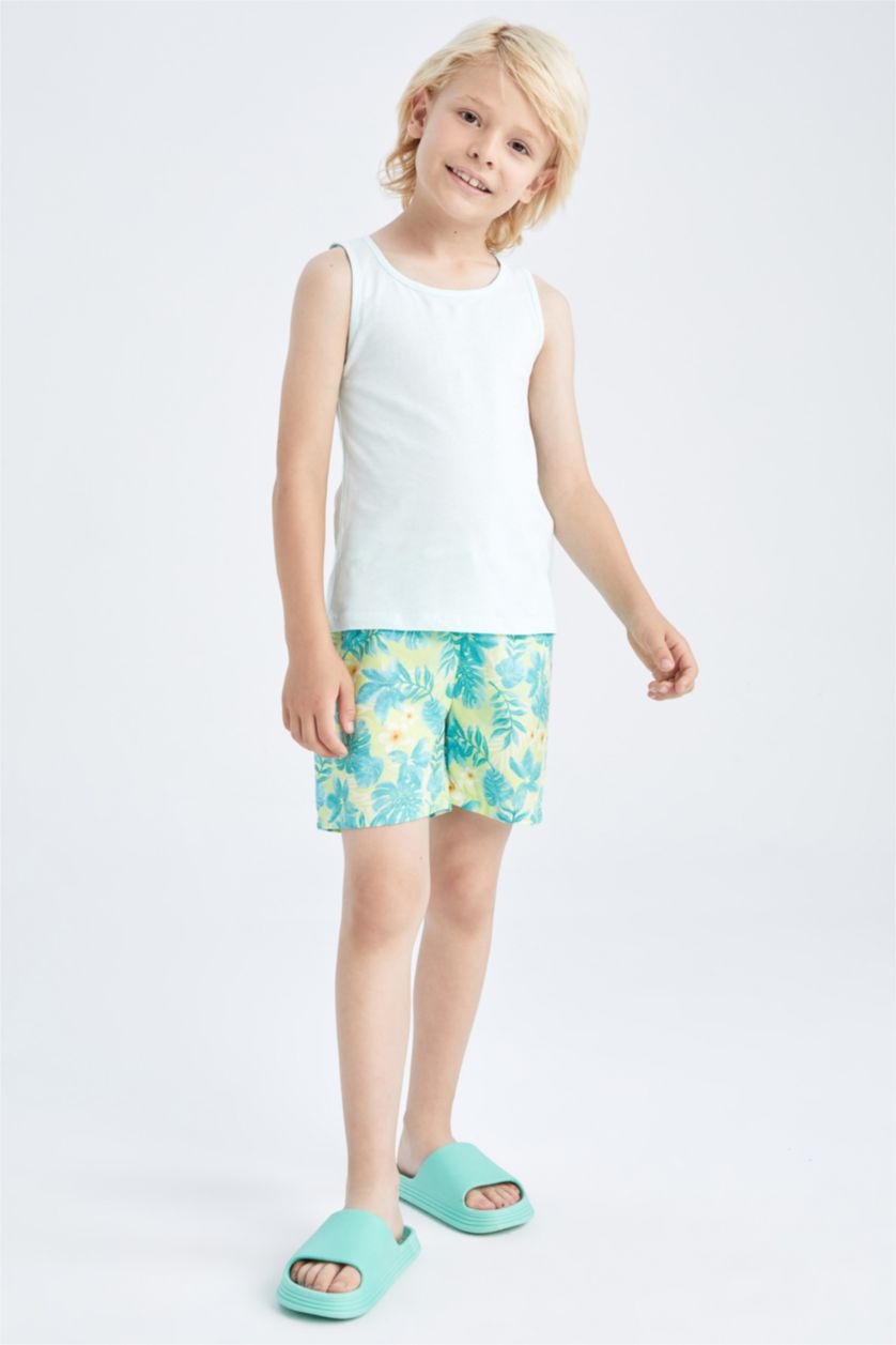 Boys & Teens Light Green Boy Regular Fit Swim Shorts