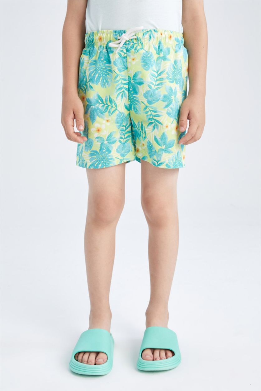 Boys & Teens Light Green Boy Regular Fit Swim Shorts