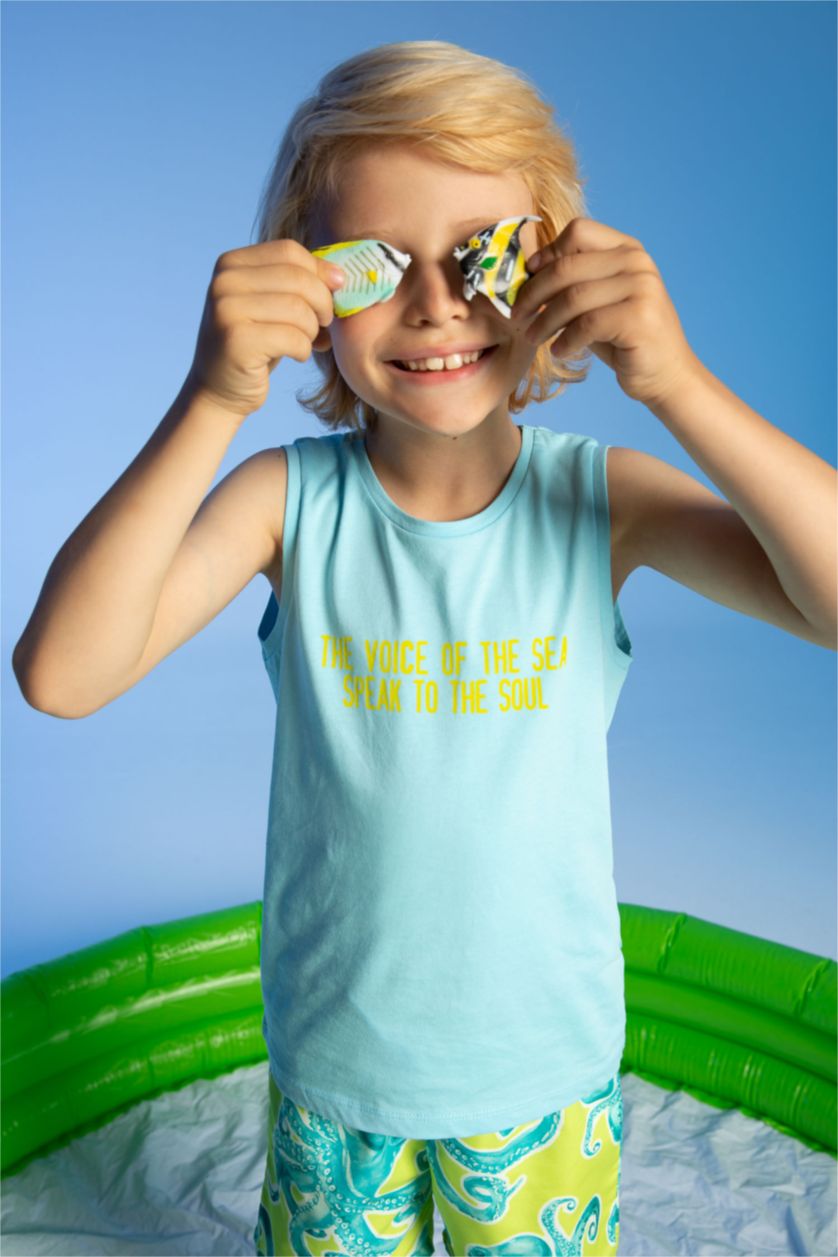 GARÇONS Turquoise Ensemble de shorts de bain imprimé coupe régulière pour garçon