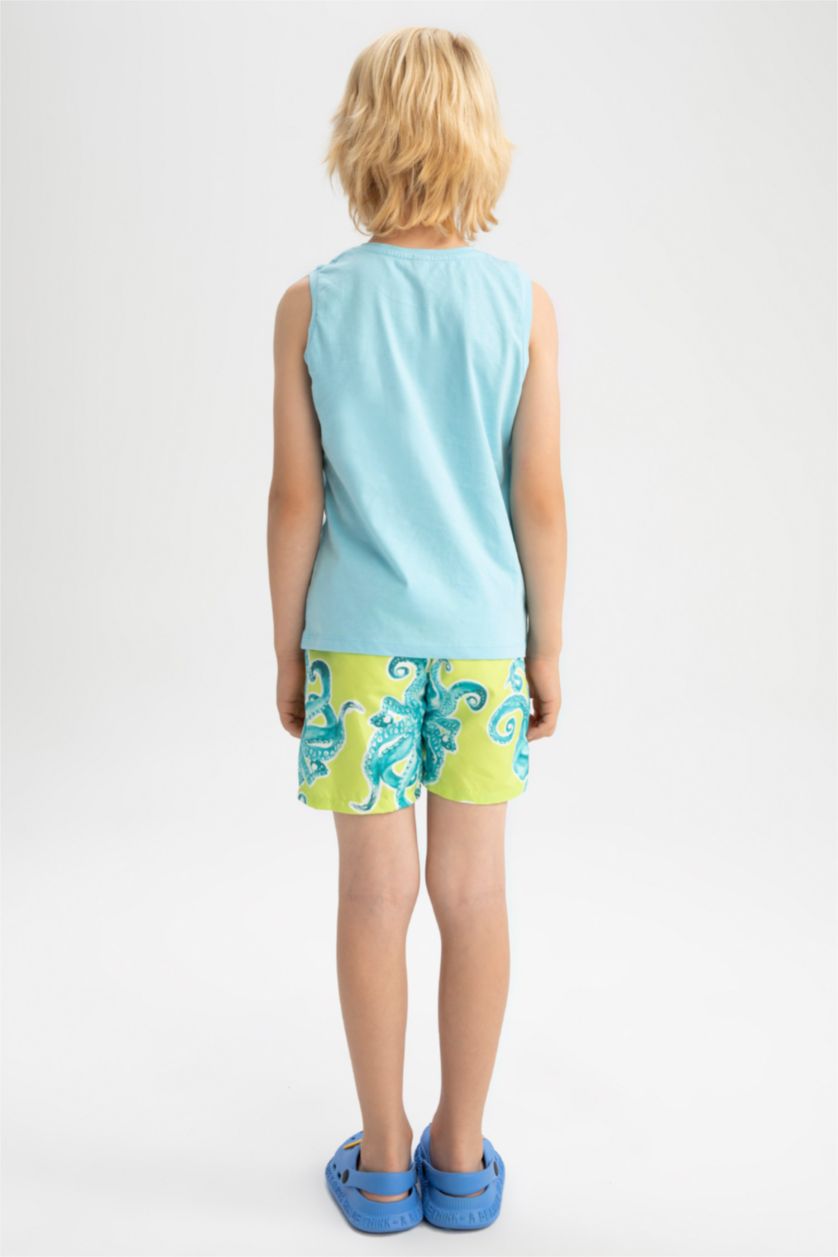 GARÇONS Turquoise Ensemble de shorts de bain imprimé coupe régulière pour garçon