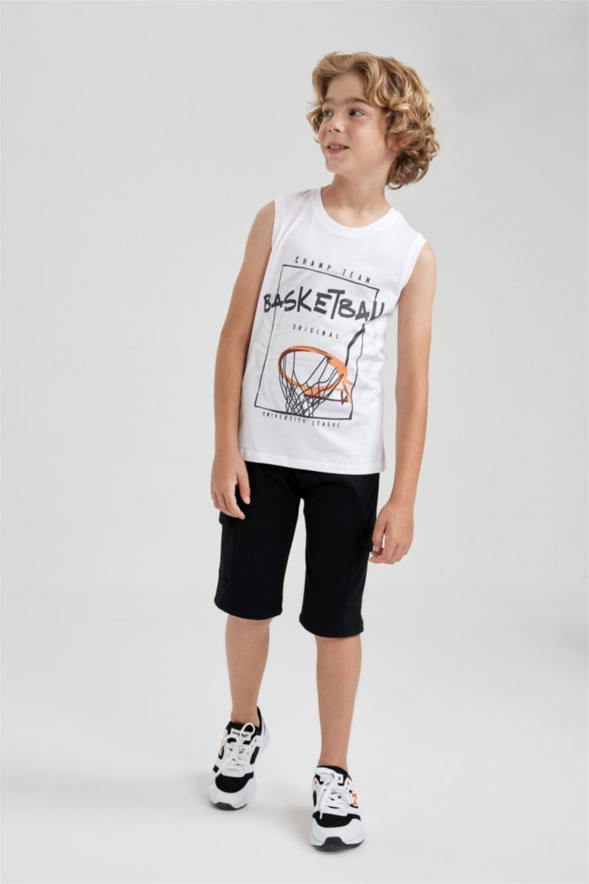 BOYS & TEENS Black Boy Regular Fit Elasticated Waist Cargo Pocket Culottes