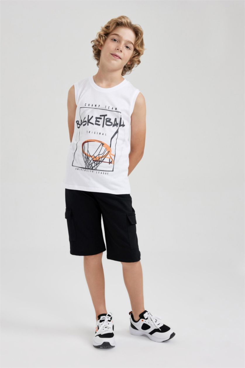 BOYS & TEENS Black Boy Regular Fit Elasticated Waist Cargo Pocket Culottes