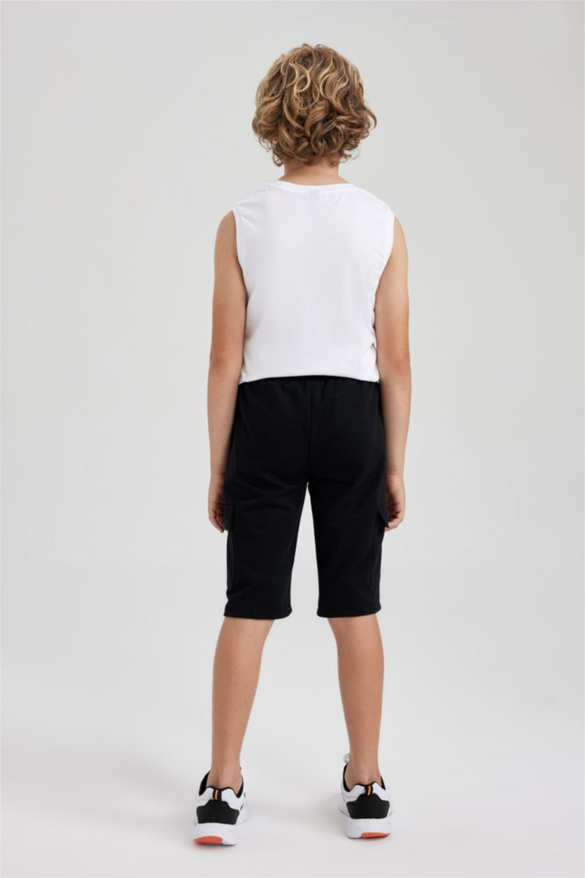 BOYS & TEENS Black Boy Regular Fit Elasticated Waist Cargo Pocket Culottes