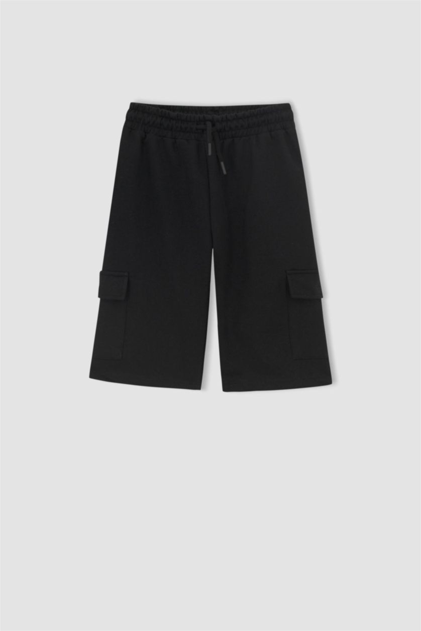 BOYS & TEENS Black Boy Regular Fit Elasticated Waist Cargo Pocket Culottes