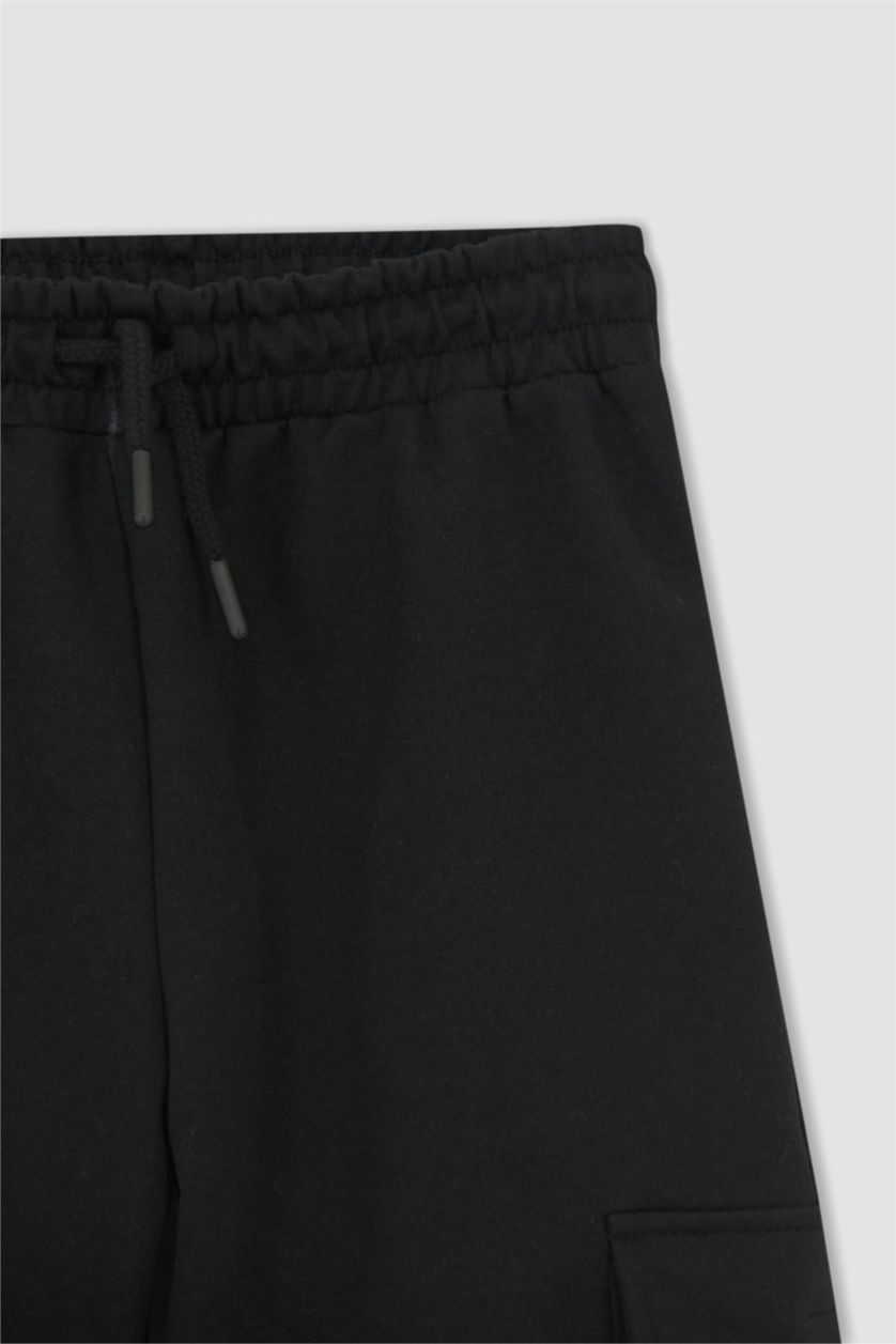 BOYS & TEENS Black Boy Regular Fit Elasticated Waist Cargo Pocket Culottes